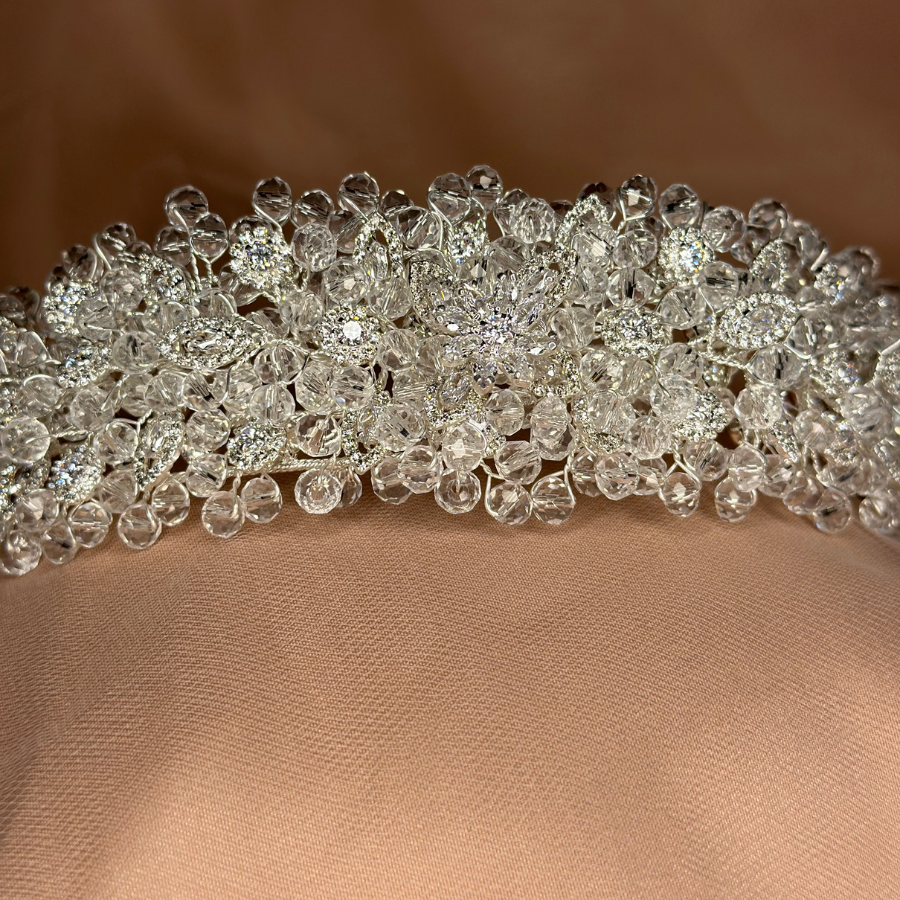 Bridal headpiece with Swarovski and cubic zirconia stones