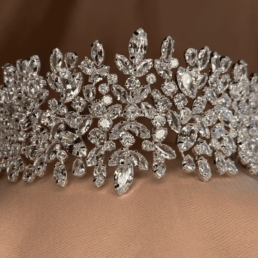 royal bridal headpiece with Swarovski and cubic zirconia stones