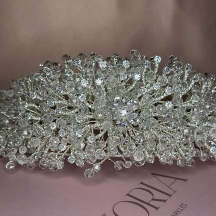 Shimmering Swarovski Crystal Headband, flower crown headband with Swarovski, CZ and pear-shaped crystals