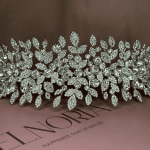 Crystal Leaf Bridal Headband, crystal leaf bridal headband with Swarovski and cubic zirconia