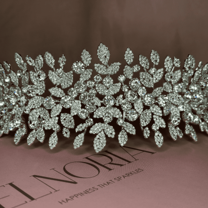 Crystal Leaf Bridal Headband, crystal leaf bridal headband with Swarovski and cubic zirconia