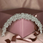 Flower Tiara Pearl Crystal Headband, handmade by Elnoria, view 2