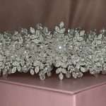 Flower Tiara Pearl Crystal Headband, pearl crown headband with Swarovski crystals, white pearls and CZ
