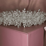 Flower Tiara Pearl Crystal Headband, handmade by Elnoria, view 3