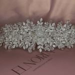 Flower Tiara Pearl Crystal Headband, handmade by Elnoria, view 4