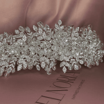 Flower Tiara Pearl Crystal Headband, handmade by Elnoria, view 5