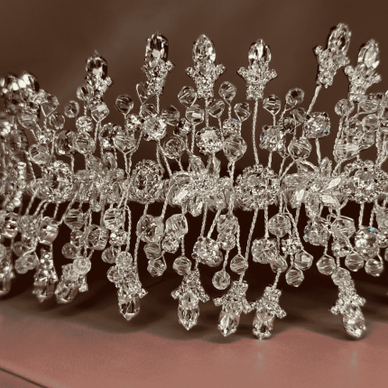 Royal Crystal Bloom Tiara Headband, handmade by Elnoria, view 2