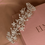 Ethereal Flowery Headband for Bride, handmade by Elnoria, view 4