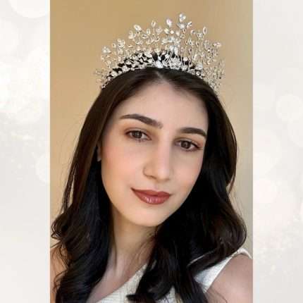 High Swarovski Romantic Tiara for Bride, handmade by Elnoria, view 2