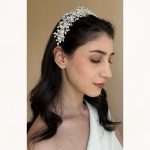 Flower Pearl Headband with Swarovski Crystals, handmade by Elnoria, view 5