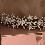 Ethereal Flowery Headband for Bride, handmade by Elnoria, view 2