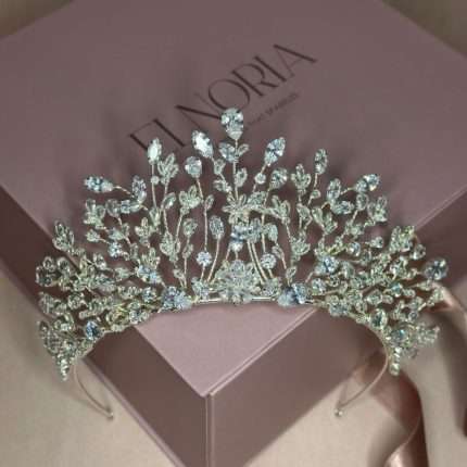 High Swarovski Romantic Tiara for Bride, romantic tiara for bride with Swarovski crystals and CZ