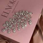 Royal side bridal hair vine, 2 pieces, Swarovski crystals and cubic zirconia on silver-plated wire