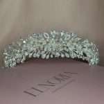 Flower Pearl Headband with Swarovski Crystals, handmade by Elnoria, view 3