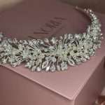 Flower Pearl Headband with Swarovski Crystals, handmade by Elnoria, view 4