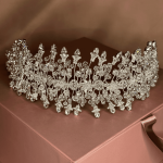 Royal Crystal Bloom Tiara Headband, tiara headband for wedding with Swarovski, clear crystals and CZ
