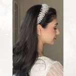 Flower Pearl Headband for Wedding, handmade by Elnoria, view 4