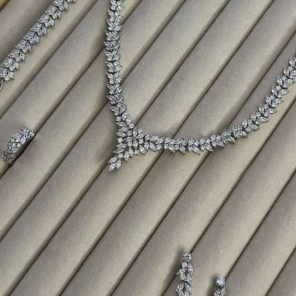 Elegant Jewelry Set for Brides and Bridesmaids, bridesmaid jewelry set in rhodium-plated cubic zirconia
