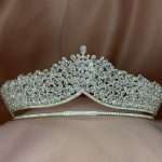 Fairytale princess bridal crown with clear Swarovski crystals and cubic zirconia, silver plated