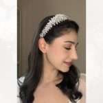 Flower Pearl Headband for Wedding, handmade by Elnoria, view 2