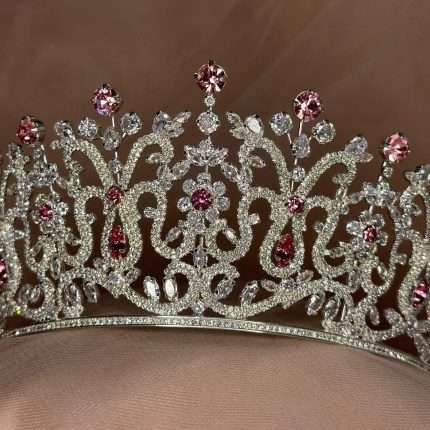 Rose Pink Royalty Crown with Swarovski Sparkles, handmade by Elnoria, view 2