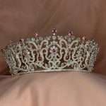 Rose Pink Royalty Crown with Swarovski Sparkles, pink bridal crown with pink Swarovski crystals and clear CZ