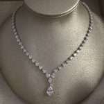 Tears of Joy teardrop bridal jewelry set, rhodium-plated cubic zirconia necklace, earrings, bracelet and ring