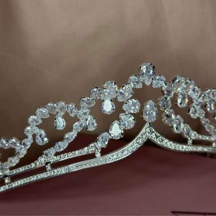 Princess Dream Tiara, modern royal bridal tiara with Swarovski and CZ in pear and round cuts