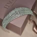 Sparkling Crystal Wedding Crown, crystal wedding crown with Swarovski and CZ in pear, marquise and round shapes