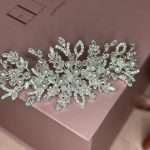 Bridal hair vine with pearls, marquise crystals and zirconia sparkle in silver, Swarovski accents (10cm).