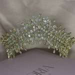 Bronze Bloom Tiara, gold bridal tiara with clear and bronze Swarovski crystals