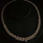 Crystal Branch Bridal Set rhodium-plated CZ necklace on black background