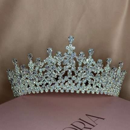 Crystal Cathedral Crown, cathedral bridal crown with marquise, pear and round CZ