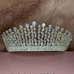 Crystal Rainfall Crown, tall cz bridal crown with cascading pear, marquise and round CZ