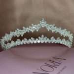Crystal Whisper Tiara, delicate bridal tiara with marquise and round CZ in a leaf-vine design