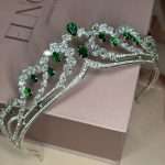 Emerald Green Swarovski & CZ Tiara, emerald green tiara with Swarovski, CZ and emerald-green pear drops