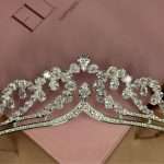 Princess Rajwa–inspired bridal tiara crown (same design as the crown worn by Princess Rajwa, wife of Crown Prince Hussein of Jordan), featuring Swarovski and CZ pear- and round-cut crystals.
