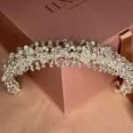 Pearl & Crystal Garden Headband, pearl garden bridal headband with pearls, cubic zirconia and clear crystals
