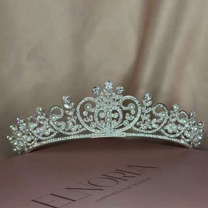 Princess Luster Pearl Tiara, pearl princess tiara with Swarovski, CZ and pearl accents
