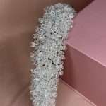 Top view of the Crystal Cloud Bridal Headband, a handmade clear crystal wedding headband by Elnoria